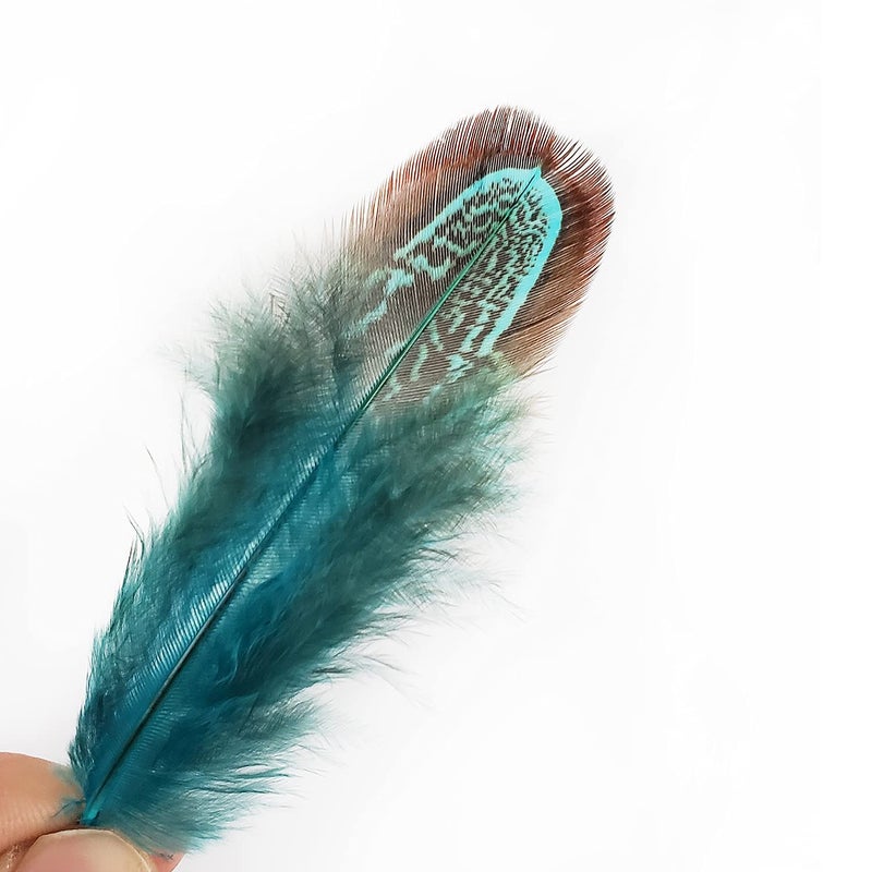 HAPPY FEATHER 50 pcs Natural Pheasant Plumage Feathers 2-3 Inches Plumage Feathers for Sewing Crafts Clothing Decorating Accessories -Blue - Image 2